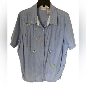 Vintage White Stag Short-Sleeve Button-Up Top Size 18W/20W